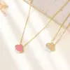 Colar de Aço Titânio Trevo de Quatro Folhas, Não Desbota, Pingente Cravejado com Diamantes, Estilo Levemente Luxuoso, Aço Inoxidável, Não Desbota, Joias Europeias e Americanas