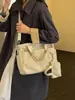 Bolso tote minimalista de estilo coreano de gran capacidad, bolso de hombro para mujer para ir al trabajo, bolso de mano de lona, bolso cruzado portátil para que los estudiantes lo usen en clase