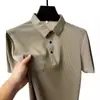 Comércio Exterior Fornecimento Direto Estilo Americano Camiseta de Seda de Gelo Manga Curta Masculina Verão Casual Camisa Polo Lapela de Negócios Respirável Tamanho Plus Manga Meia