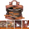 Mochila de cuero de color para hombre mochila retro para ordenador de 15,6 pulgadas mochila de piel de vacuno de primera capa color corteza de crema venta al por mayor