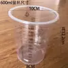 Taza medidora de 600 ml, Taza transparente de plástico para mezclar pintura, Taza desechable con escala impresa, Taza proporcional de material PP para mezclar pintura