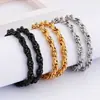 Colar Corrente de Aço Inoxidável com Fivela Dupla, Tendência Hip-Hop Europeia e Americana para Homens, Acessórios de Aço Inoxidável da Moda Transfronteiriça, Versátil