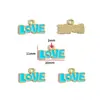 Acessórios para Joias de Liga DIY Letras Inglesas Amor Placa de Gotejamento de Óleo Pulseira Chaveiro Pingente de Colar W503