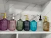 Botella de Vidrio Transparente Rombo de 400 ml para Desinfectante de Manos, Cosméticos, Loción con Dosificador, Gel de Ducha
