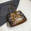 Bolsa Transparente para Mulheres 2026 Nova Moda Primavera e Verão Bolsa de Ombro com Grafite Bolsa Tote de Grande Capacidade Bolsa de Praia para Férias