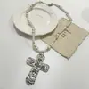 Collar con Colgante de Perla y Cruz Exagerada Hip-Hop Europeo y Americano Personalidad Estilo Ins Dulce Fresca Chica Picante Cadena de Suéter Lujo Ligero Tendencia