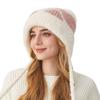 Gorro de Punto para Mujer Nuevo Otoño e Invierno Europeo y Americano Orejas de Gato de Dibujos Animados Gorro de Lana Elástico Protección para las Orejas con Tres Pompones Gorro con Forro Polar