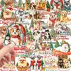 56 hojas de nuevos stickers transparentes para mascotas estilo Navidad transfronterizos de cachorros, lindos stickers de decoración navideña de perros mascota