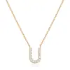 Colar de Letras 26 Estilo Europeu e Americano Transfronteiriço Novo Simples Moda Colar com Pingente de Diamante Corrente para Clavícula com Iniciais Femininas