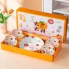 Juego de Platos Cerámicos Bohemios Transfronterizos, Tazones, Palillos, Vajilla, Regalos Pequeños, Souvenirs, Tazones Cerámicos para el Hogar, Cajas de Regalo