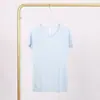 Top de Fitness y Yoga Lulu Df3.0 de Manga Corta Ajustado con Cuello Alto Elástico y Logo, en Stock para Entrega Inmediata