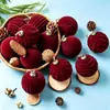 Amazon Transfronterizo Modelo Nuevo 8cm 12 Piezas Set de Bolas de Terciopelo Navideñas Decoración de Escena Simple Set de Regalo