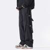 Pantalones Casuales para Hombre en Otoño Nuevo Estilo Japonés Marca de Moda Ins Pantalones Rectos Sueltos para Niños Diseño de Correa de Moda Pantalones de Pierna Ancha