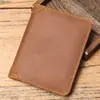 Cartera Multifuncional para Hombre de Negocios Retro de Piel Genuina Corta Horizontal para Licencia de Conducir Múltiples Ranuras para Tarjetas Pinza para Billetes de Gran Capacidad