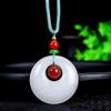 Pingente de Cabacinha de Jade Branco de Seda Dourada de Xinjiang Jade Quartzito Pingente da Fortuna para Homens e Mulheres Pingente de Casal com Cordão