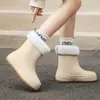 Zapatos de Goma Impermeables Antideslizantes de Caña Media Estilo Coreano Simples para Exteriores para Mujer Cocina Camping Botas de Lluvia Amarillas de Moda