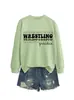 Sudadera Suelta de Manga Larga para Mujer con Cuello Redondo Simple y Estampado de Letras 'Wrestling Grandma Spot' Casual para Amazon