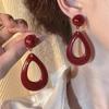 Pendientes exagerados de gota de agua roja estilo palacio francés retro blanco estilo Hong Kong, pendientes y aretes de alta gama sin perforar