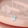 Collar de Plata de Ley S925 con Lazo Fresco de Verano y Concha Estilo Coreano Versátil Dulce Lujo Ligero Cadena para Clavícula Dropshipping