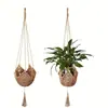 Cesta de corda de cânhamo trançada da Amazônia transfronteiriça, cesta de rede para pendurar vasos de flores de jardinagem criativa, bolsa de rede para pendurar borla boêmia com gancho