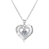 Tres Generaciones Transfronterizas (Corazón) Collar Corazón Incrustado de Diamantes Piedra de Nacimiento Tres Vidas Te Amo Regalo de Cumpleaños Venta Directa