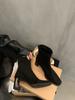 Botas cortas de tacón alto para mujer, otoño e invierno 2024, estilo francés retro de ante, tacón grueso, estilo occidental, estilo coreano, botines pequeños.
