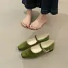 Zapatos Mary Jane Redondos de Punta Baja Frescos y Elegantes de Estilo Francés en Tono Verde, con Aumento de Altura Oculto, para Primavera