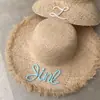 Chapéu de Praia de Verão 2026 Estilo Novo Personalizável com Letras Chapéu de Sol de Aba Larga para Praia e Litoral Chapéu de Palha de Verão Feminino com Proteção Solar