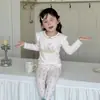 Venta al por mayor de pescado pequeño y caramelos de níspero, en stock, ropa de estar de algodón Lycra grado A, conjunto de ropa de otoño para niños (top y pantalones)