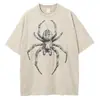 [Transfronterizo 230g] Camiseta Gráfica de Araña Dibujada a Mano, Camiseta Casual de Algodón con Mangas Cortas y Estampado para Hombre