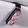 Suporte de óculos de carro multifuncional bonito incrustado de diamante carro viseira de sol de carro porta-bilhetes porta-bilhetes