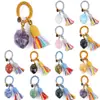 Chaveiro de coração de pedra natural transfronteiriço, pingente de bolsa estilo boho, pingente de carro, acessório de vestuário, pingente de ametista esculpido