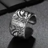 Anillo de Plata Tailandés de Nicho para Hombre Ajustable Grabado Moda Retro Antigua Anillo para Hombre Anillo Personalizado para Hombre