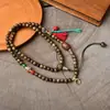 Corrente de Suéter de Sândalo Verde Madeira Wengê Amuleto Budista Pingente de Âmbar Cristalino Jade Cordão Ornamento de Estilo Étnico Cordão de Corrente de Contas