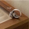 Anillo de Plata Esterlina S925 Redondo de Perla Plata Tailandesa para Mujer Recortado Retro Tallado Lujo Accesible Elegante Anillo Push-Pull R01194