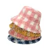 Sombrero de Cubo Cuadros Retro Clásico Nuevo Otoño e Invierno de Amazon Transfronterizo Sombrero de Pescador Versátil Casual para Exteriores de Lana de Cordero para Mujer