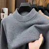 Suéter de Lã Gola Alta Meia-Calça Transfronteiriço de Inverno para Homens, Suéter de Malha Espesso Quente Cor Sólida Casual para Homens