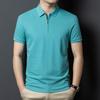 Camisa Polo Casual para Hombre Modelo Nuevo 2026 con Seda de Morera y Algodón Piqué, Manga Corta, Cierre de Cremallera, Camiseta de Color Sólido