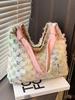 Bolso Tote de Mezclilla a Contraste con Diseño de Nicho Nuevo Transfronterizo Estudiante Casual Combinable Gran Capacidad Bolso de Hombro