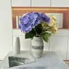 Flor de Hortensia Artificial con 5 Ramas y Pétalos Grandes, Flor de Seda para Boda y Decoración del Hogar, Adorno de Arreglo de Flores Falsas, Disponible en Múltiples Colores