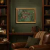 Pintura al óleo de animales retro con marco, bestseller de Amazon, arte de pared de lujo ligero estilo francés para sala de estar, dormitorio, comedor y entrada