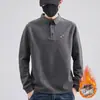 Camisa Polo para Hombre Otoño/Invierno 2026 con Cuello de Solapa, Corte Holgado, Manga Larga, Forro Polar, Nuevo Bordado, Top Casual de Negocios