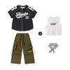 Roupas infantis de hip-hop, roupas listradas de beisebol, roupas de treino de hip-hop para meninos, traje de rua hip-hop, roupas de apresentação para meninas