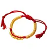 Nuevo Pulsera Trenzada Estilo Chino Chapada en Oro Antiguo con Monedas de Oro y Hilo Rojo para Hombres y Mujeres, Simbolizando Riqueza