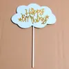 Feliz Cumpleaños Polvo Azul Nubes Negras Decoración de Pastel de Feliz Cumpleaños Inserto Estrella Decoración de Postre Enchufe