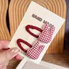 Pinza para el pelo hecha a mano estilo coreano con cuadros rojos, lunares y estrellas para niñas, pinza lateral linda para flequillo, accesorio para el pelo de bebé que no daña el cabello