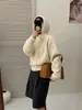 Suéter de Punto con Capucha y Cordón Color Sólido 2026 Otoño/Invierno Nuevo Estilo Coreano Versátil Moda Top Suéter para Mujer