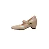 Sapatos Mary Jane Retro Francês Invisíveis para Aumentar a Altura para Mulheres Outono Nova Chegada Velcro Salto Alto