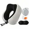 Almofada de pescoço de espuma de memória para viagem Amazon, travesseiro de suporte para pescoço em forma de U, portátil e dobrável para aviões