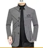 Cortavientos de invierno para hombre con cuello alto, forro polar para mayor calidez, chaqueta casual de un solo botón, estilo nuevo, business casual